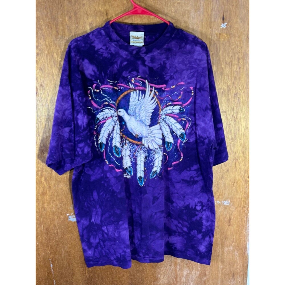 Vintage‎ Ragtops Sportswear White Dove Dreamcatcher Purple Shirt XL USA